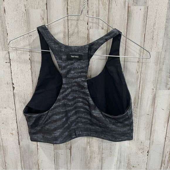 Terez Hi-Shine Racerback Sports Bra in Show Your Stripes Black/Gray Womens Large - Picture 5 of 8